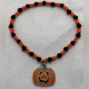 Handmade Halloween Jack-O-Lantern Stretch Bracelet